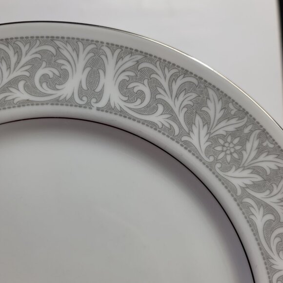 FOUR Imperial China Whitney Dinner Plates White Gray Band Leaf Scrolls W. Dalton - Picture 6 of 15